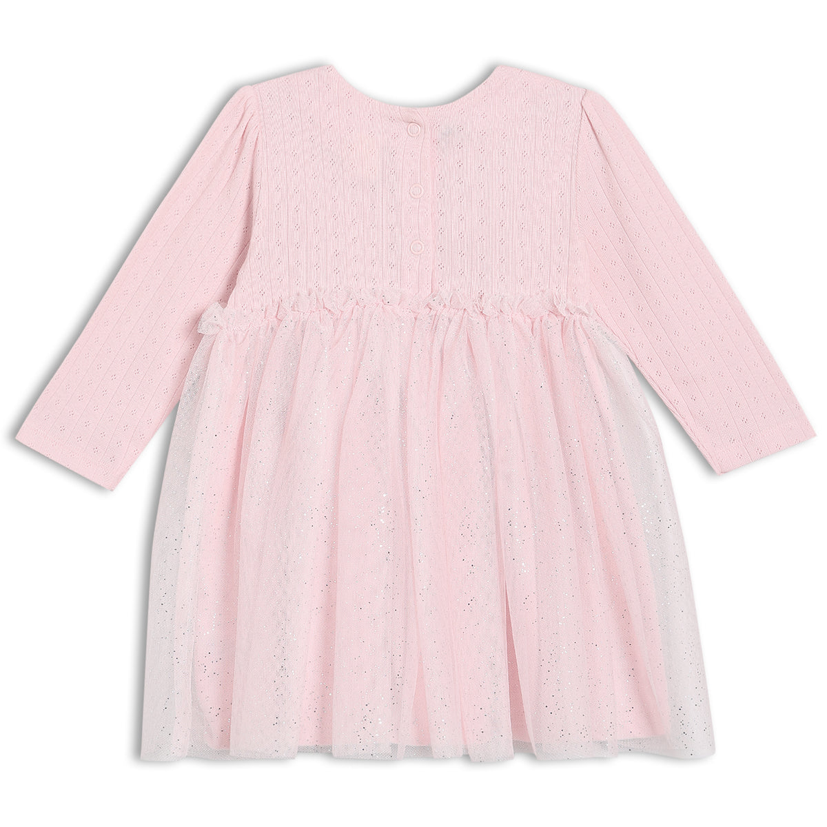 Girls Round Neck Full Length Dress - Pink