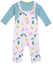 Baby Girls wiggle Printed Dungaree 2 piece Set, Multicolor