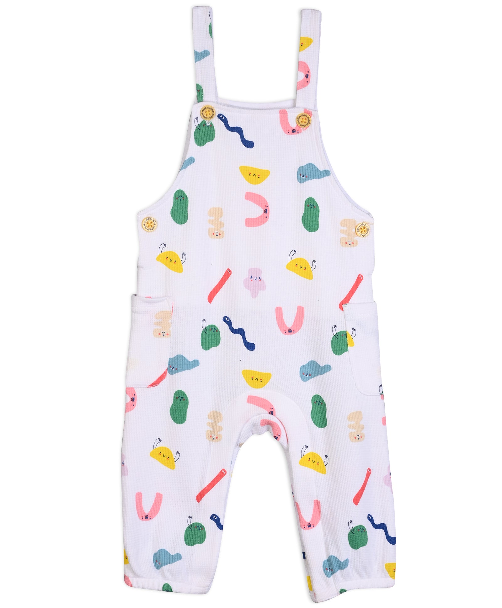 Baby Girls wiggle Printed Dungaree 2 piece Set, Multicolor