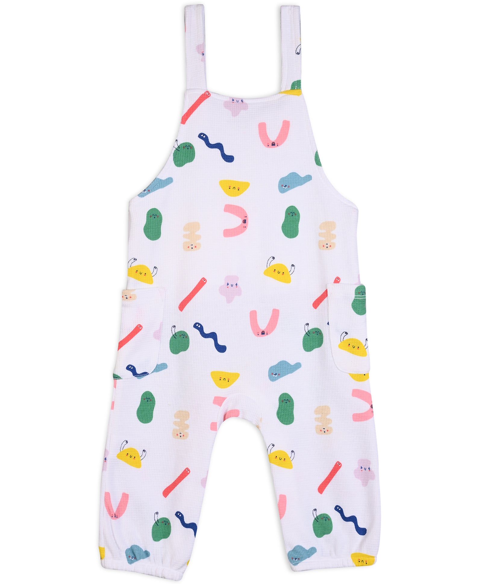 Baby Girls wiggle Printed Dungaree 2 piece Set, Multicolor