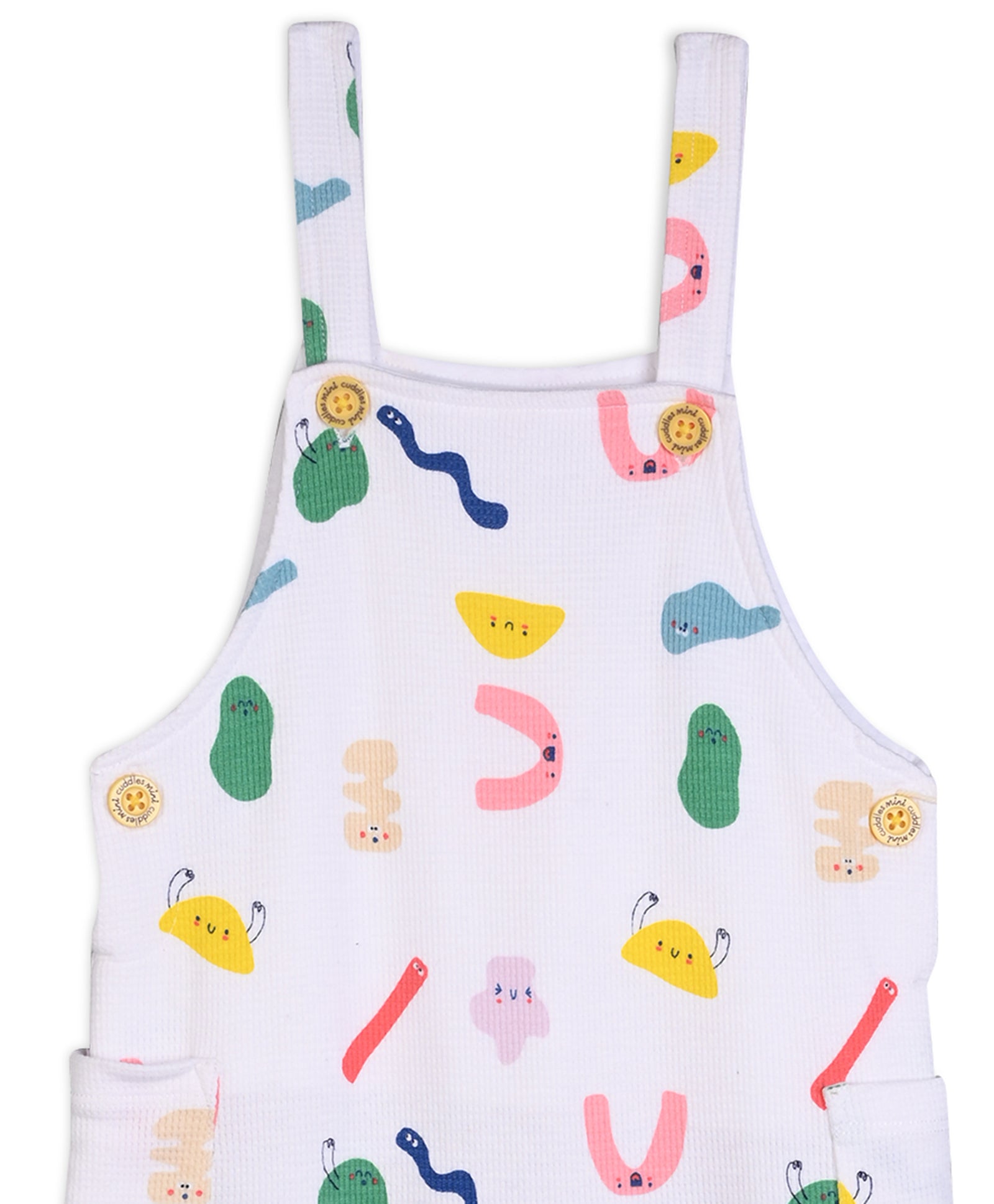 Baby Girls wiggle Printed Dungaree 2 piece Set, Multicolor