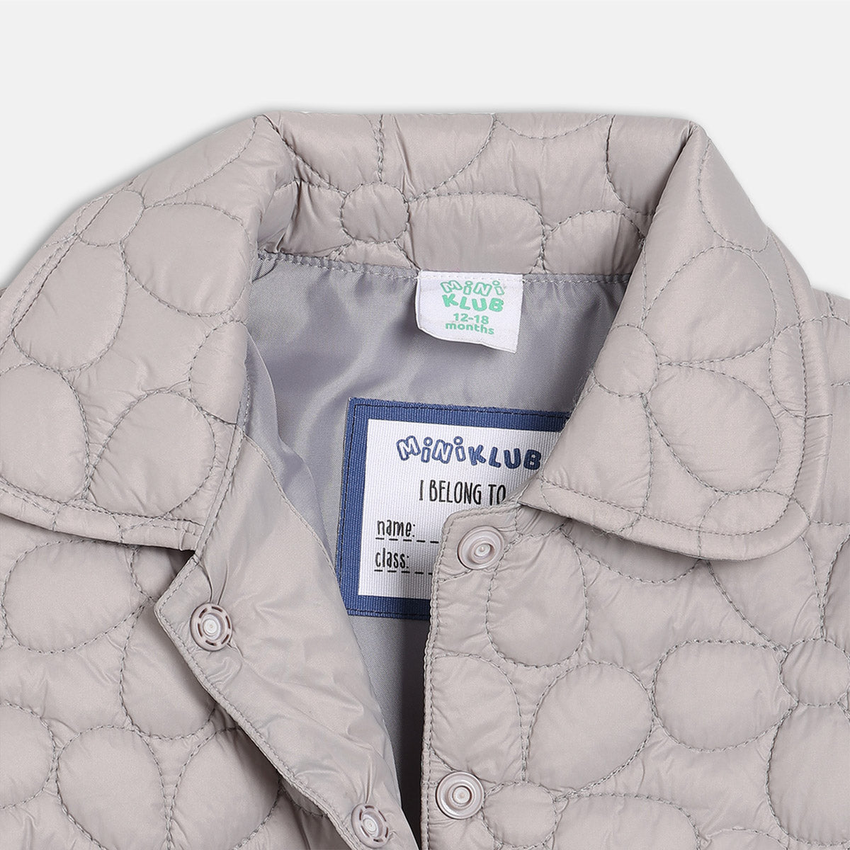 Girls Cotton Full Sleeves Floral Self Design Jacket - Grey