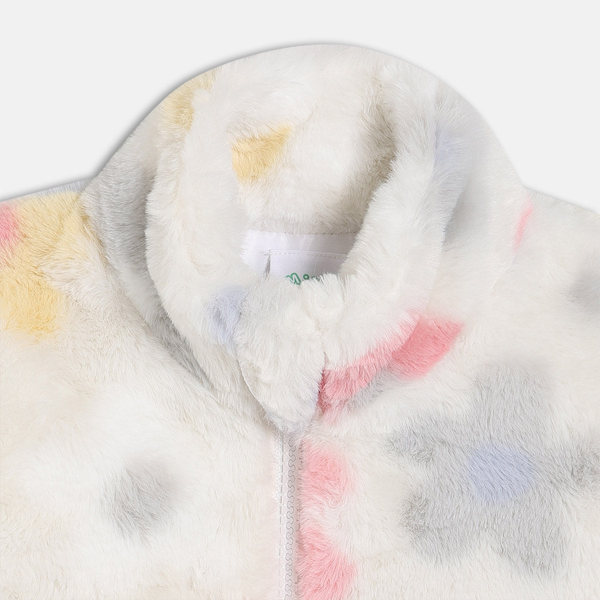 Girls Cotton Full Sleeves Floral Self Design Jacket - White