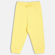 Girls Cotton Solid Joggers - Yellow