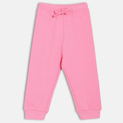 Girls Cotton Solid Joggers - Pink