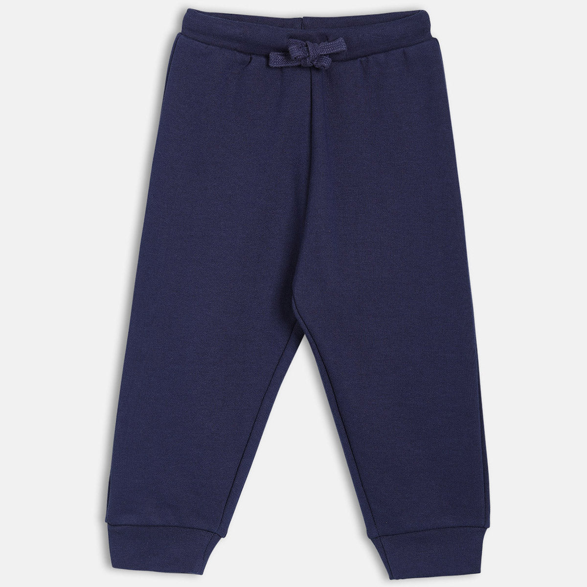 Girls Cotton Solid Joggers - Navy Blue