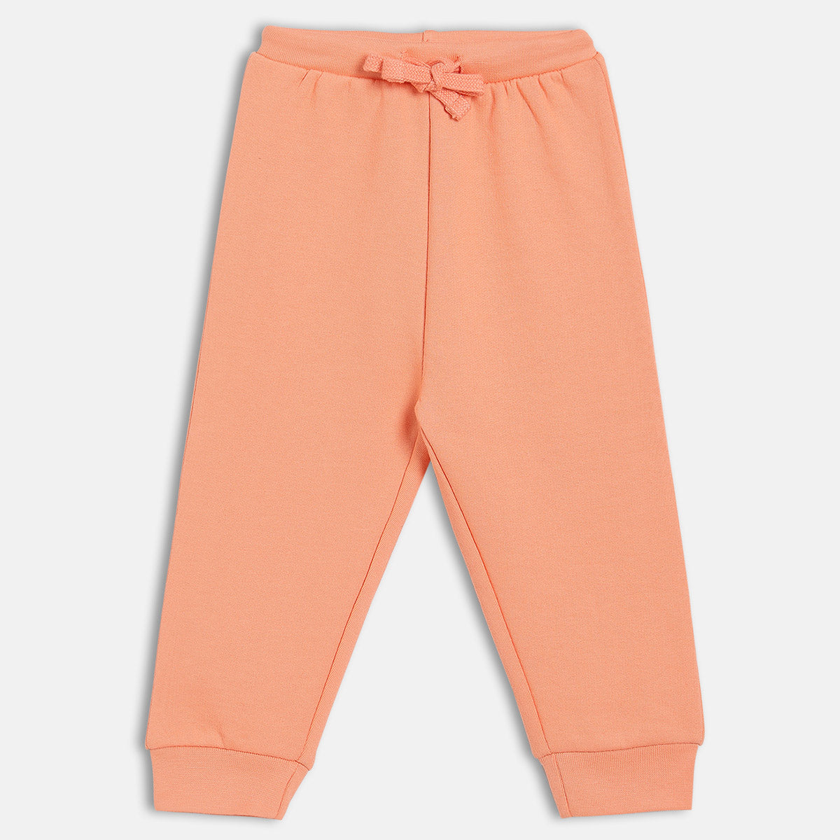 Girls Cotton Solid Joggers - Peach