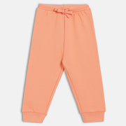 Girls Cotton Solid Joggers - Peach