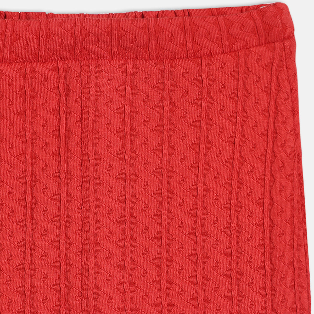 Girls Cotton Self Design Knit Bottom - Red