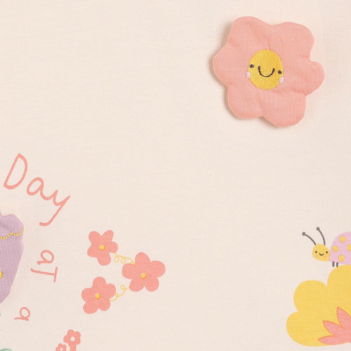 Girls Cotton Full Sleeves Applique Top - Pink