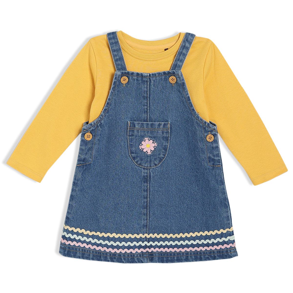 Girls Yellow/Denim   Pinny Set