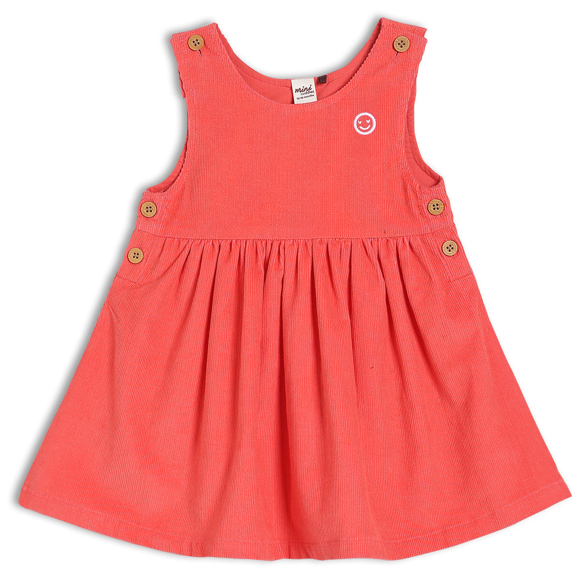 Girls Cotton Printed Pinny Set - Red