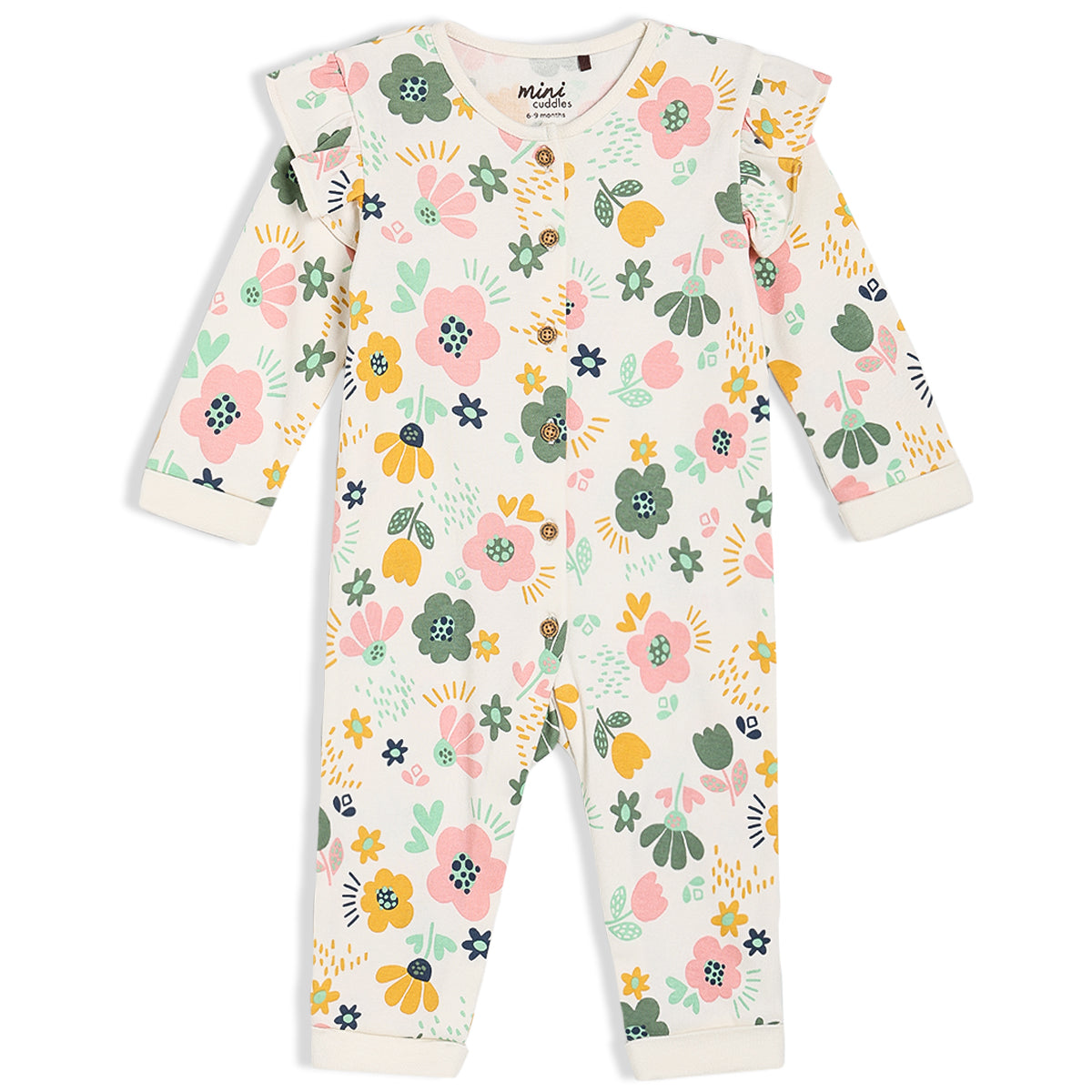 Baby Girl Floral Printed Romper, Multicolor