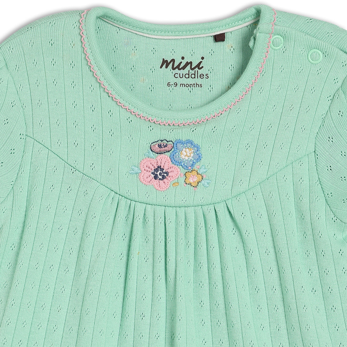 Girls Green Round Neck Full Length Sleep Suit