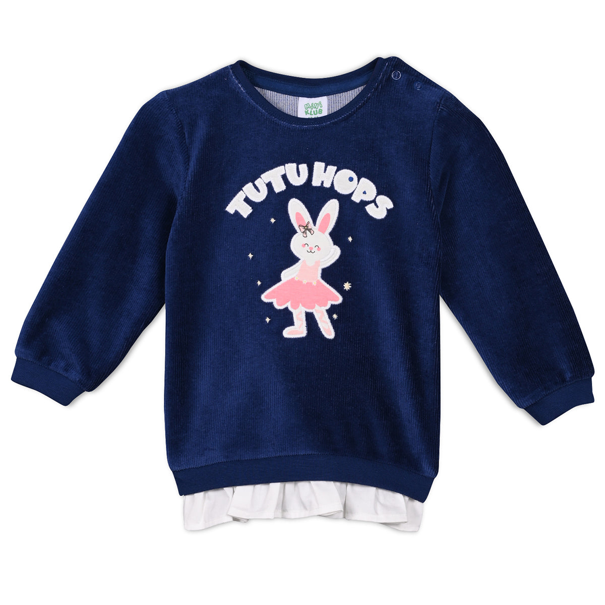 Girls Cotton Full Sleeves Text Printed Sweatshirt - Blue