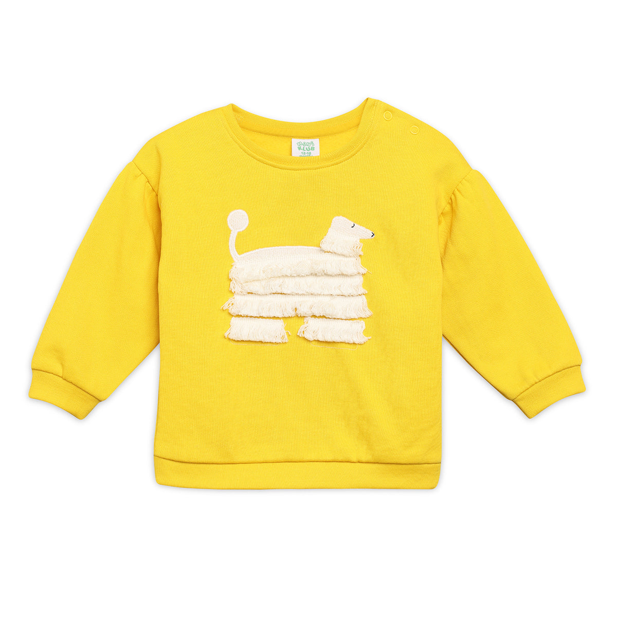 Girls Cotton Full Sleeves Applique Sweatshirt - Yellow