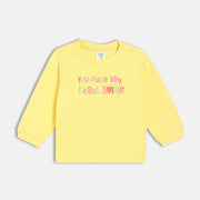 Girls Cotton Full Sleeves Text Printed Sweatshirt - Yellow