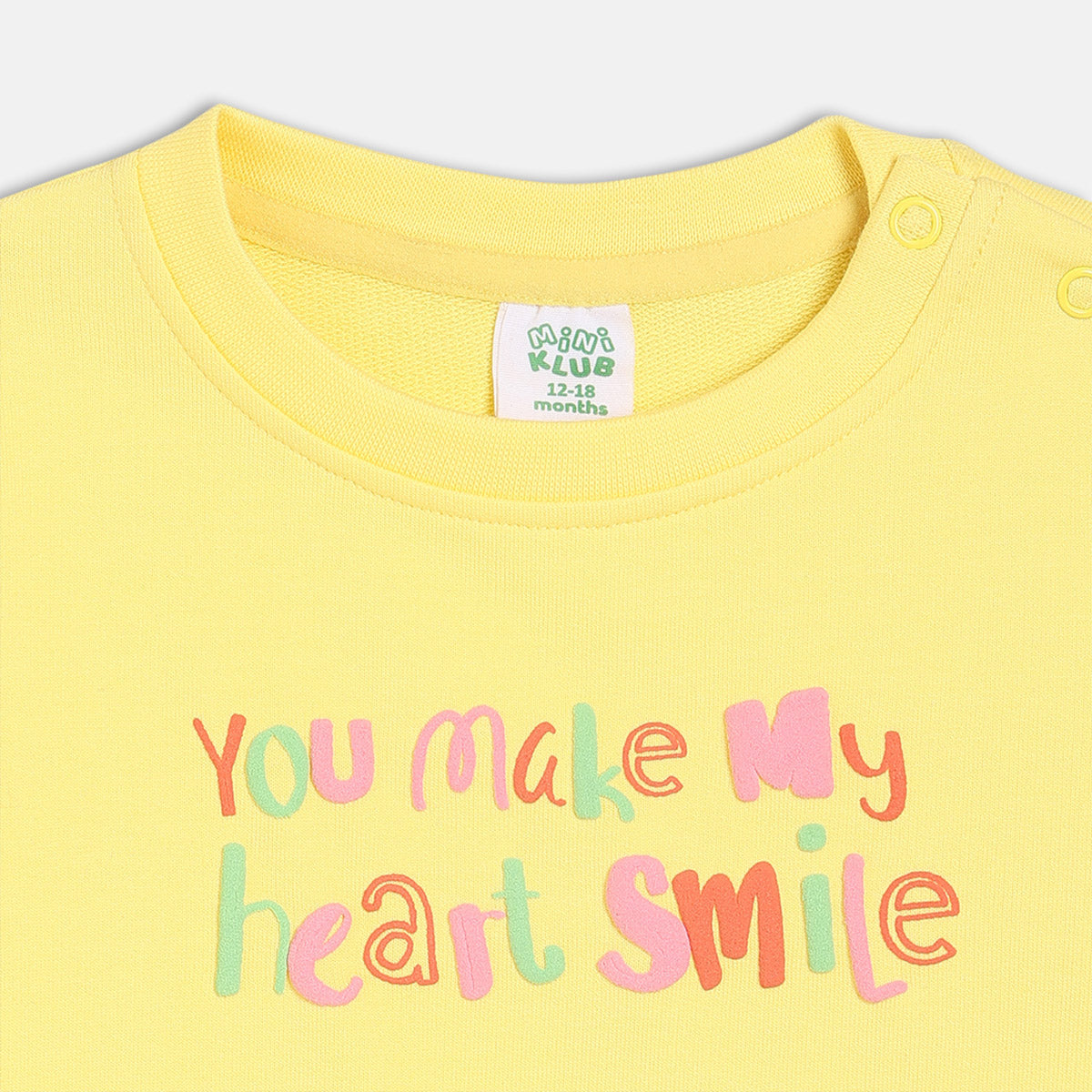 Girls Cotton Full Sleeves Text Printed Sweatshirt - Yellow