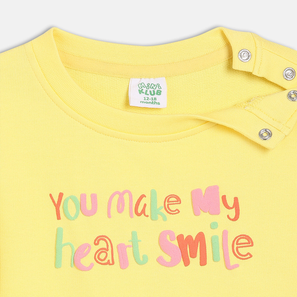 Girls Cotton Full Sleeves Text Printed Sweatshirt - Yellow