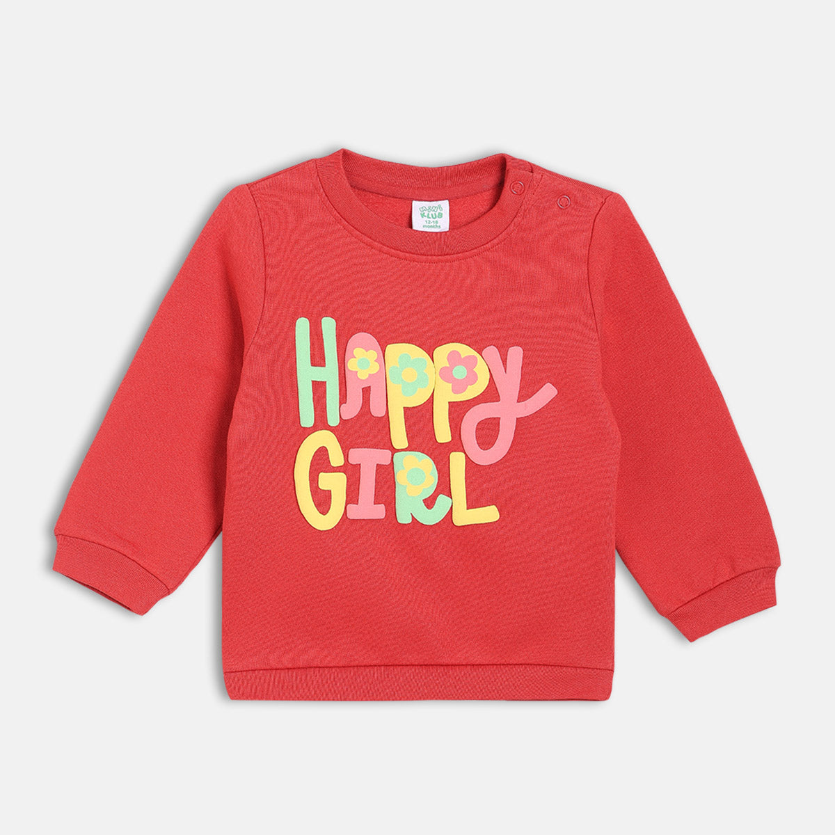 Girls Cotton Full Sleeves Text Printed Sweatshirt - Red