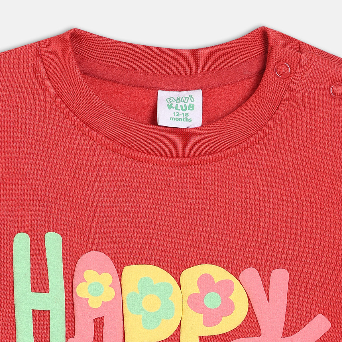 Girls Cotton Full Sleeves Text Printed Sweatshirt - Red