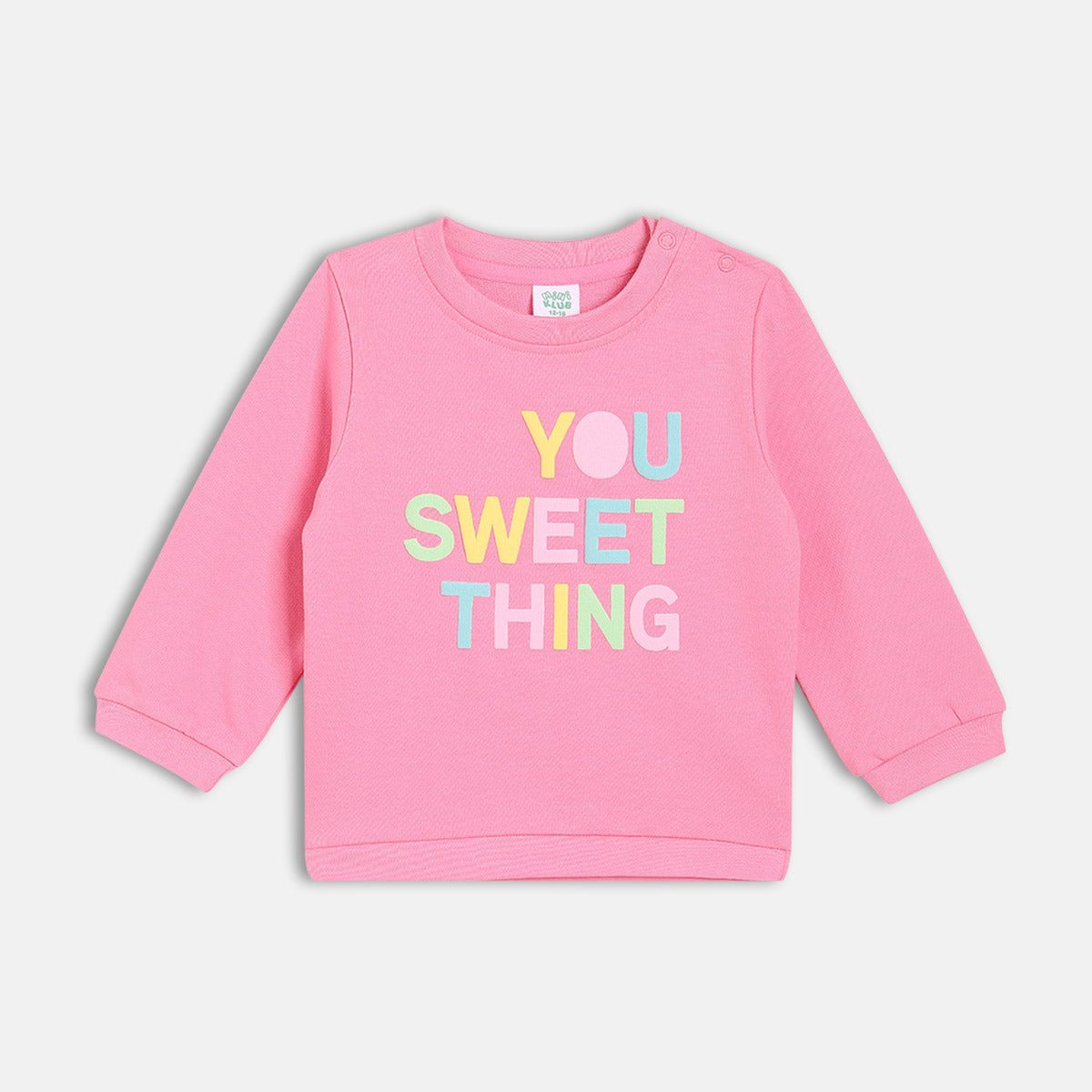 Girls Cotton Full Sleeves Text Printed Sweatshirt - Pink