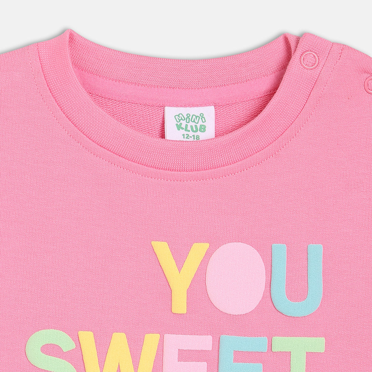 Girls Cotton Full Sleeves Text Printed Sweatshirt - Pink
