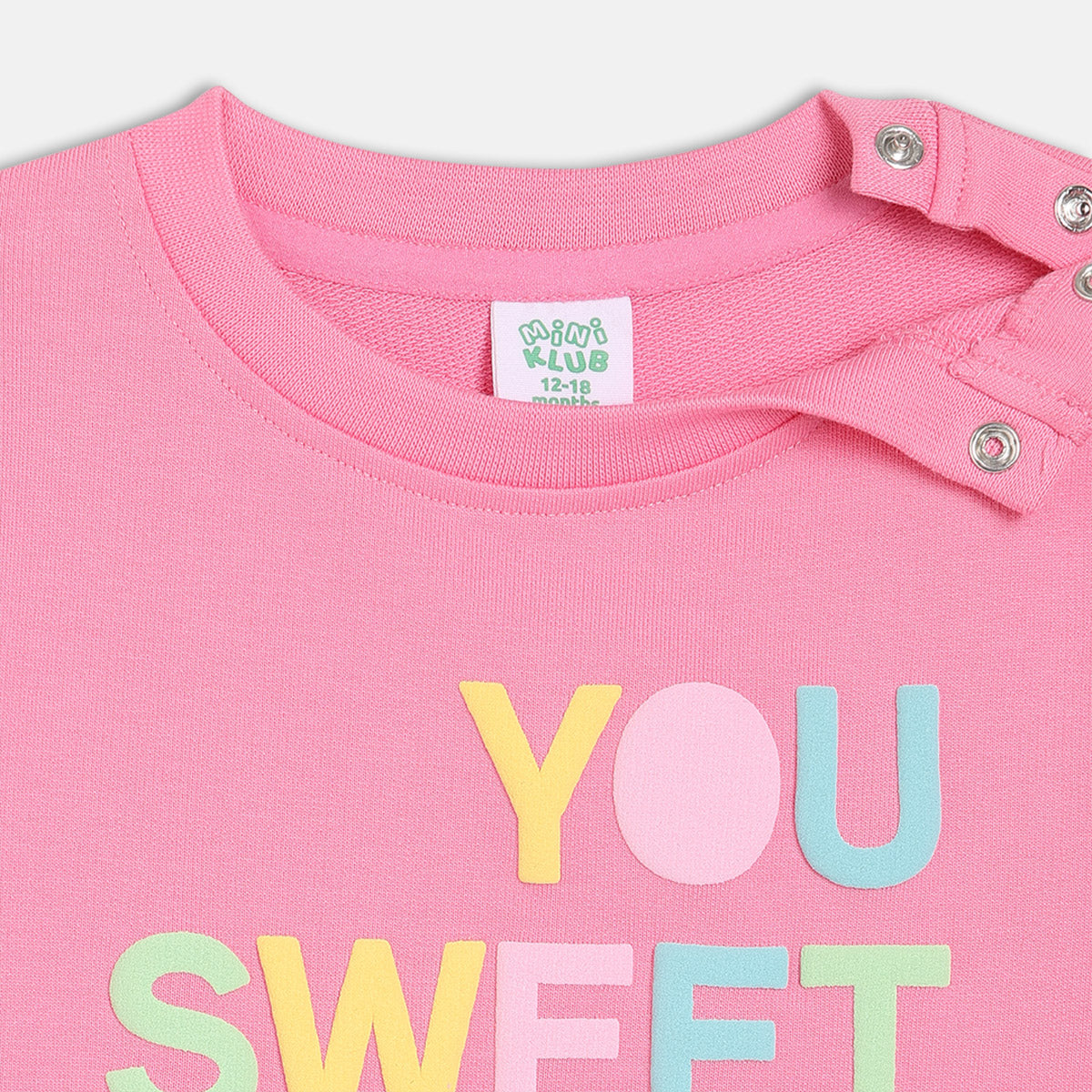 Girls Cotton Full Sleeves Text Printed Sweatshirt - Pink