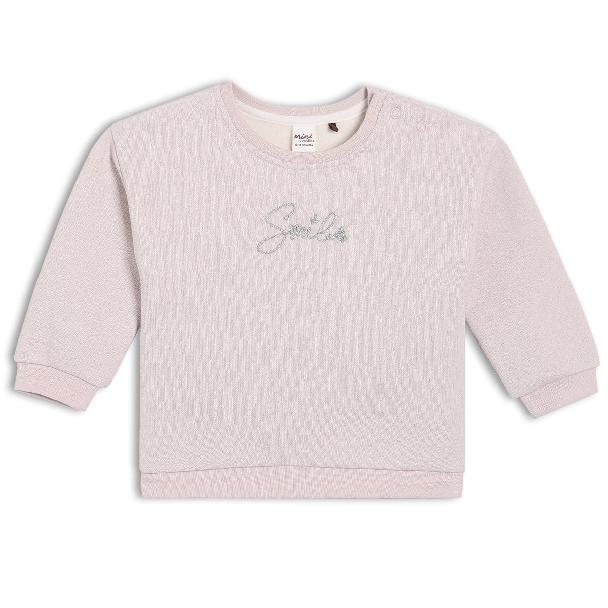 Girls Round Neck Full Sleeve Sweat Shirt - Pink