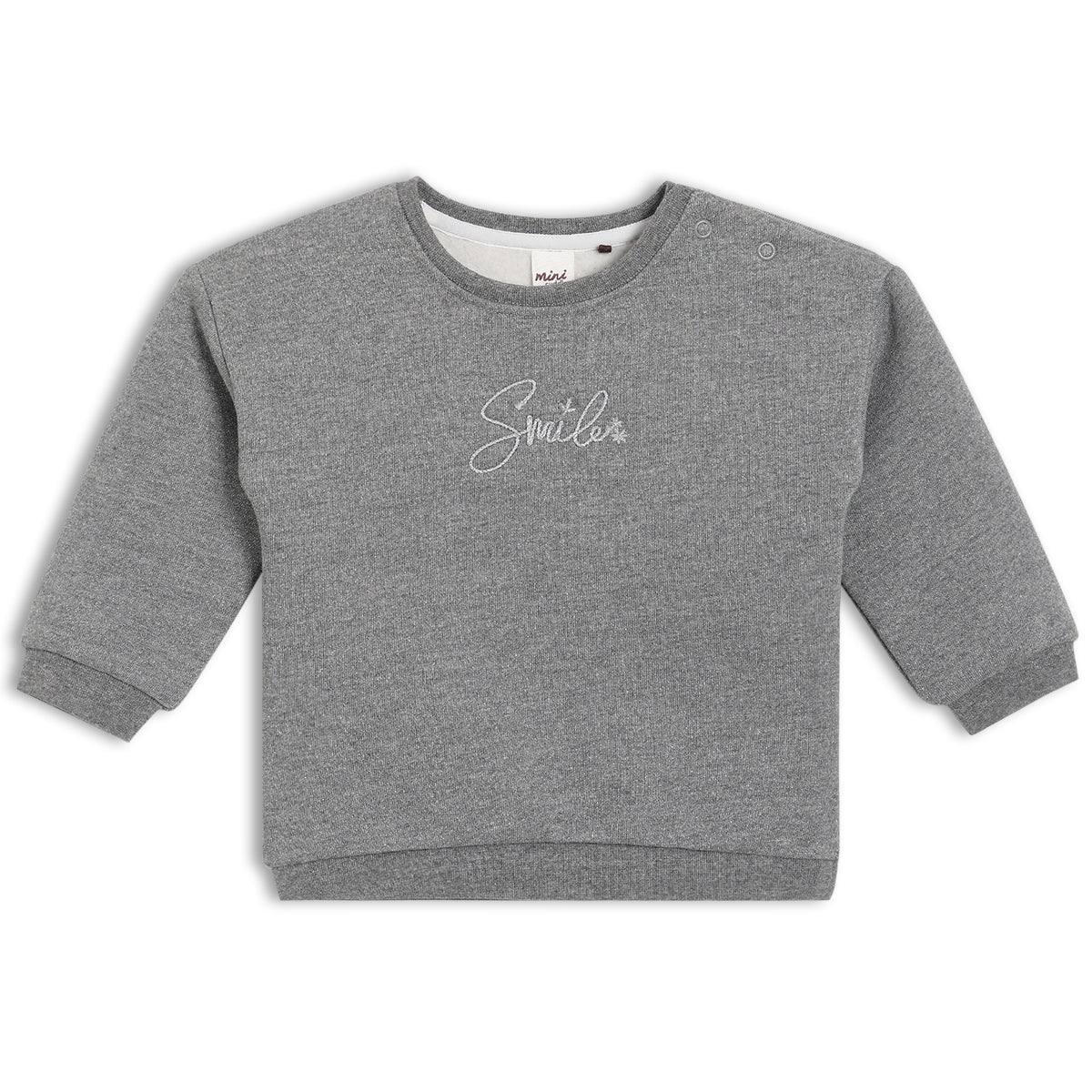 Girls Round Neck Full Sleeve Sweat Shirt - Grey