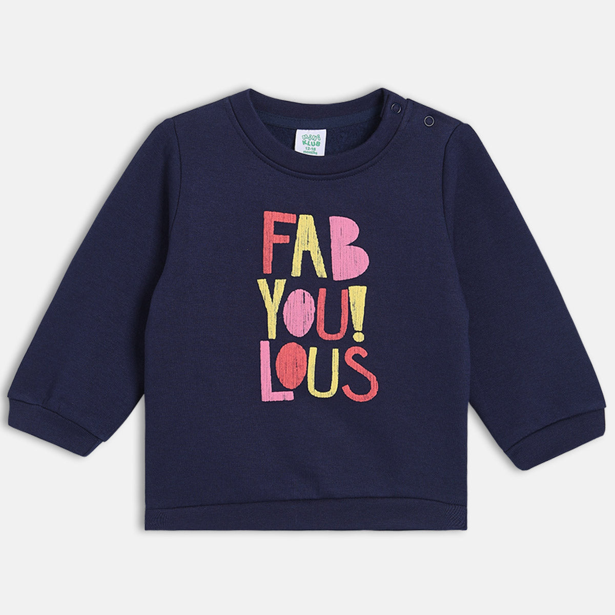 Girls Cotton Full Sleeves Typography Printed Sweatshirt - Navy Blue
