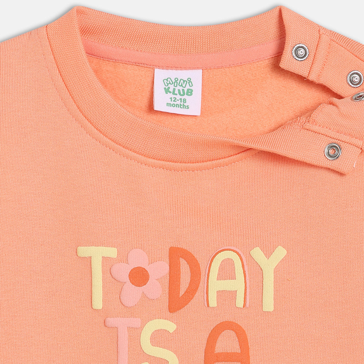 Girls Cotton Full Sleeves Floral Printed Sweatshirt - Peach