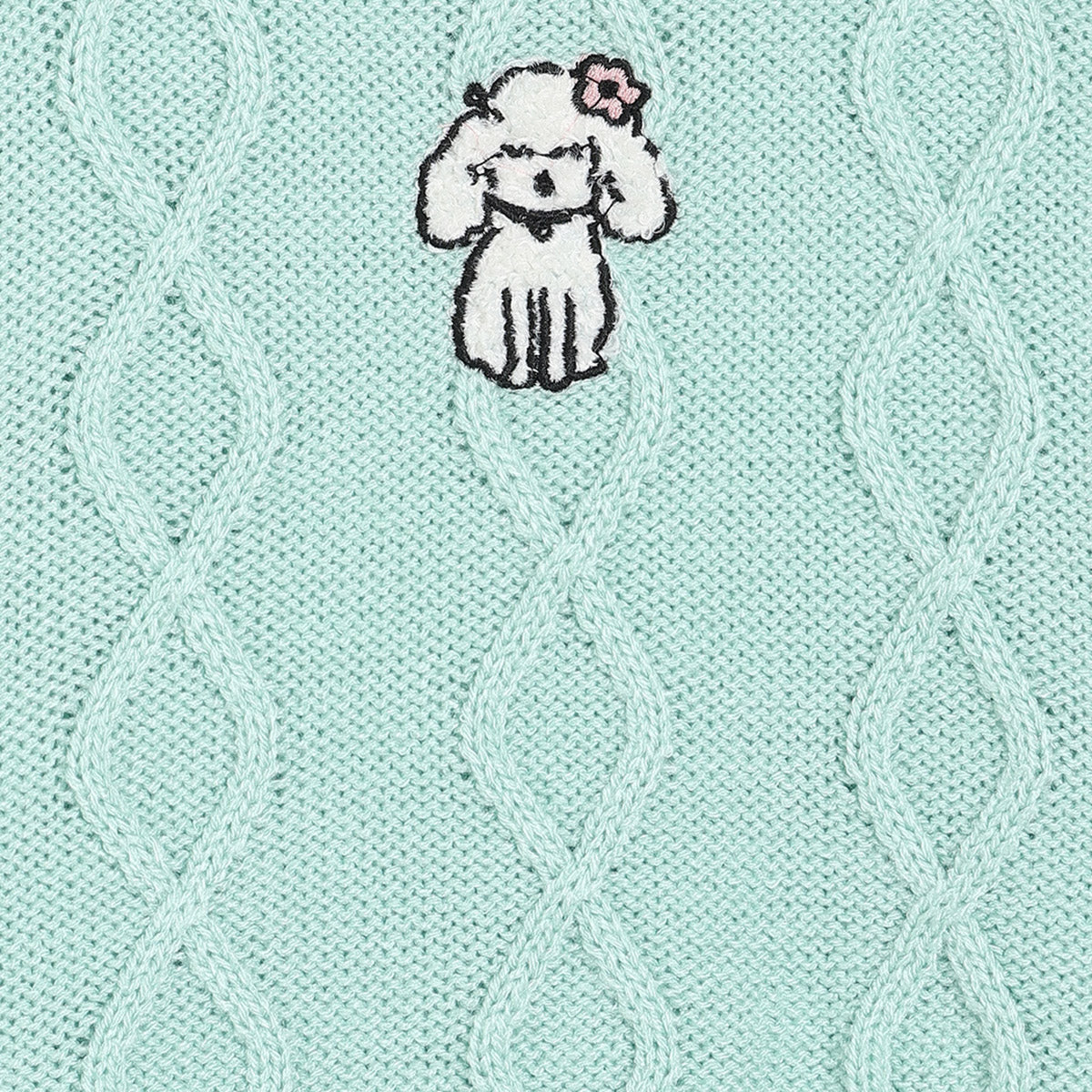 Girls Full Sleeves Self Design Sweater - Blue