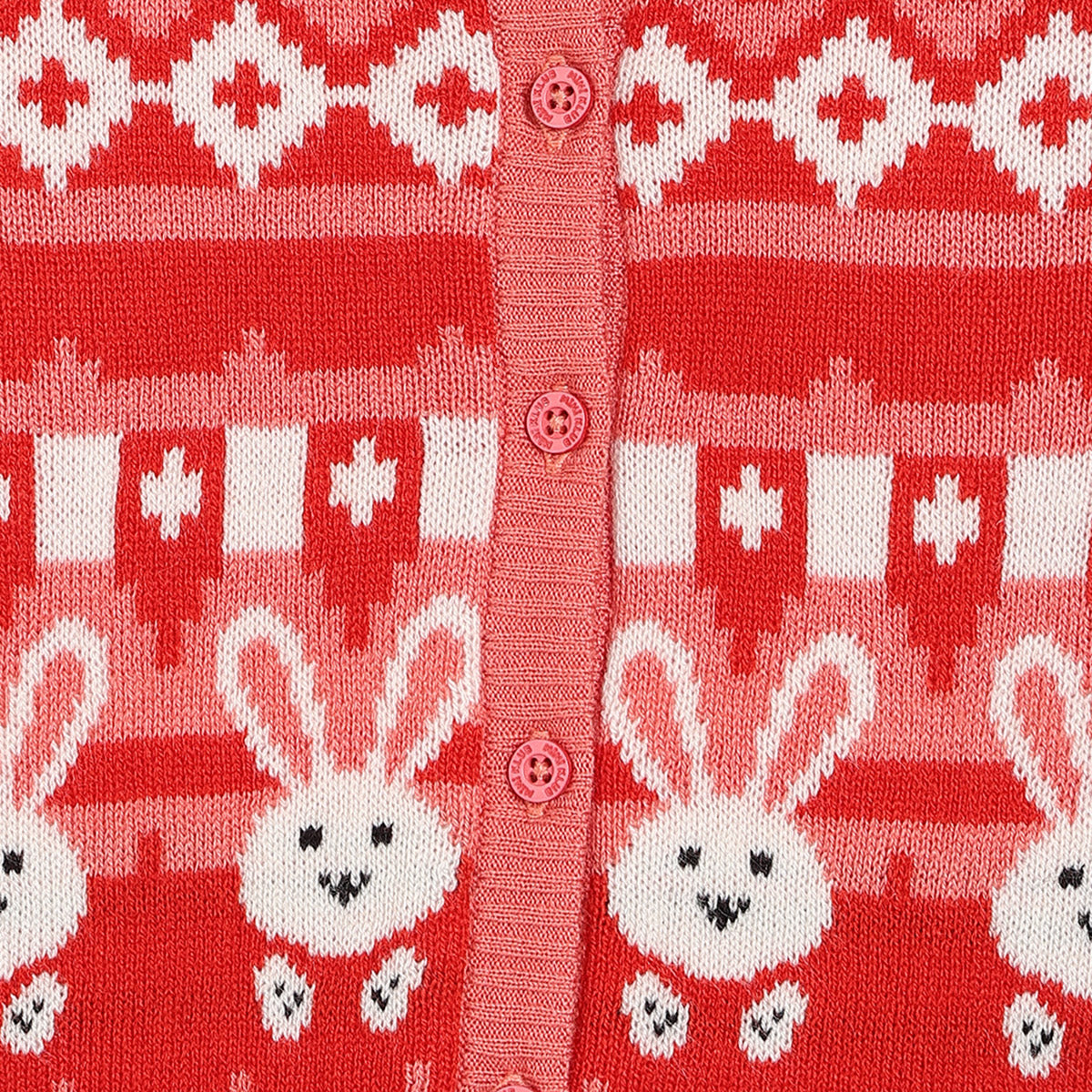 Girls Full Sleeves Cartoon Printed Sweater - Red