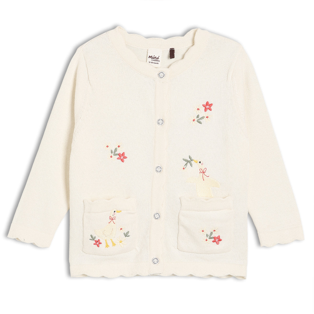 Baby Girls Embroidered Cardigan, White