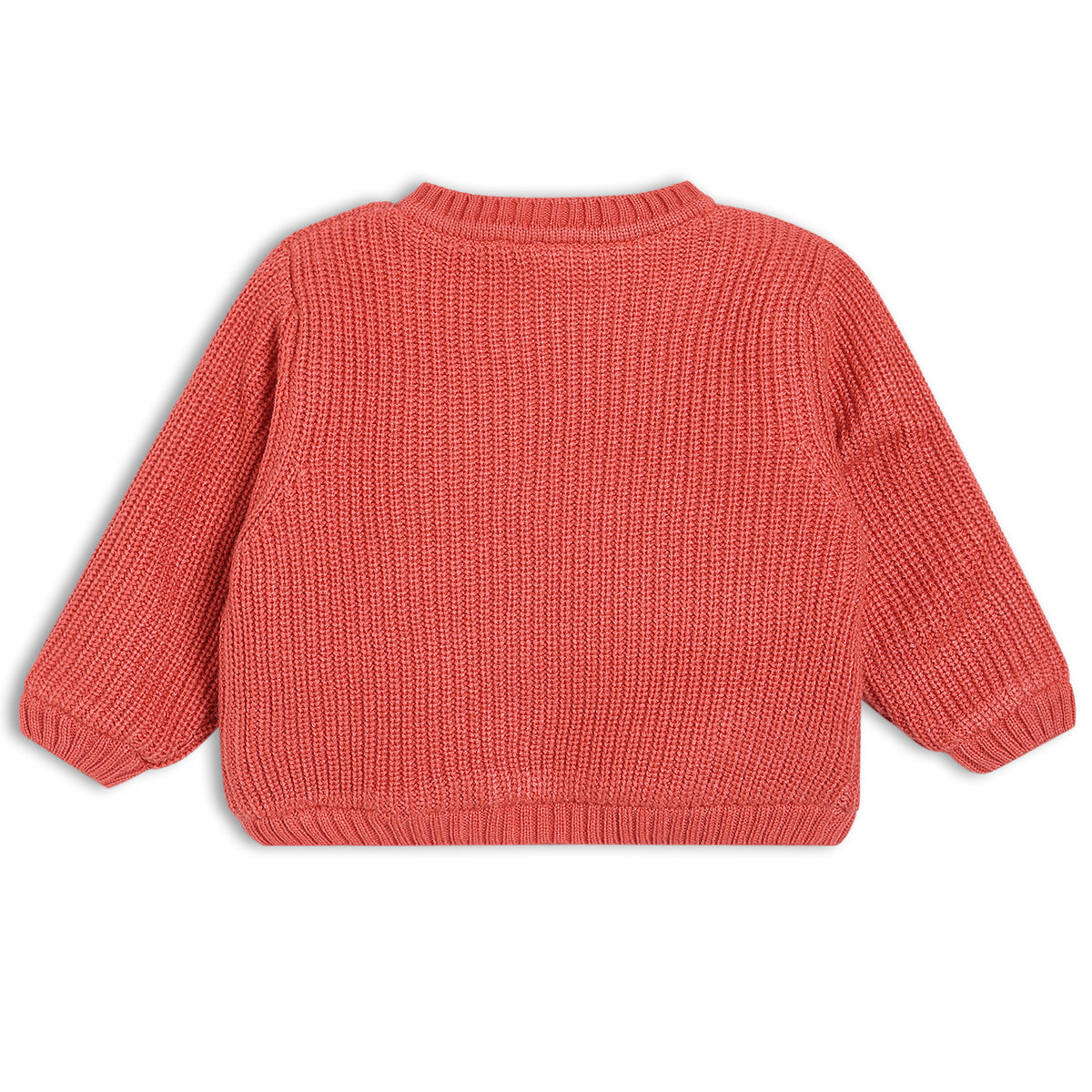 Girls Round Neck Full Sleeve Sweater - Red