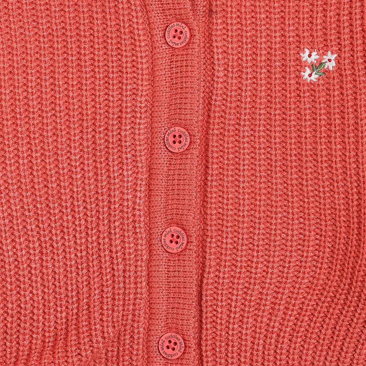 Girls Round Neck Full Sleeve Sweater - Red