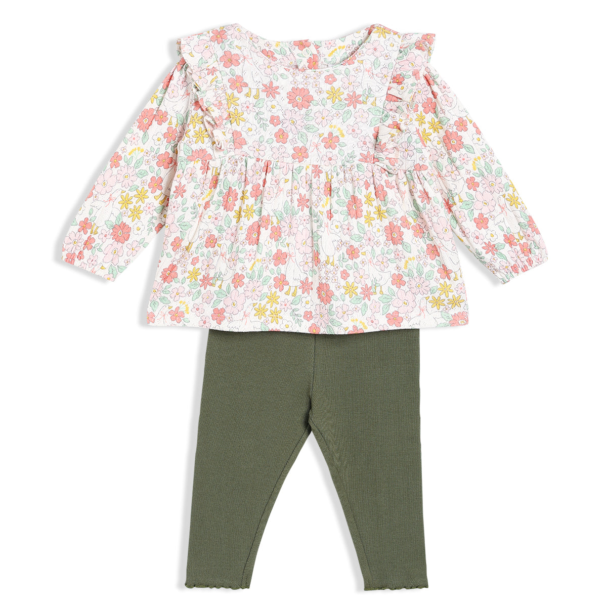 Baby Girls Floral Printed 2 piece Set, Multicolour
