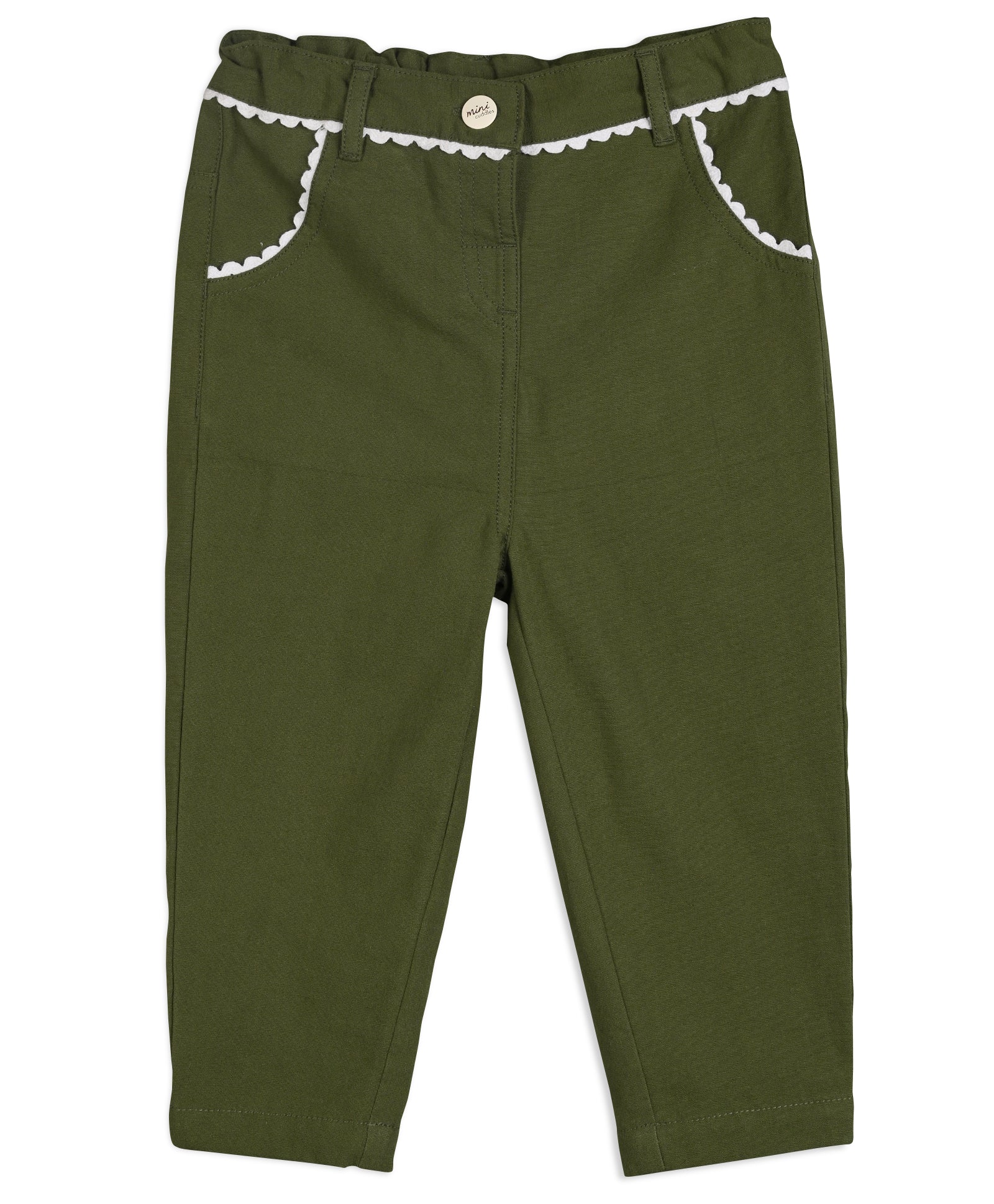 Baby Girls Woven Pants, Olive Green