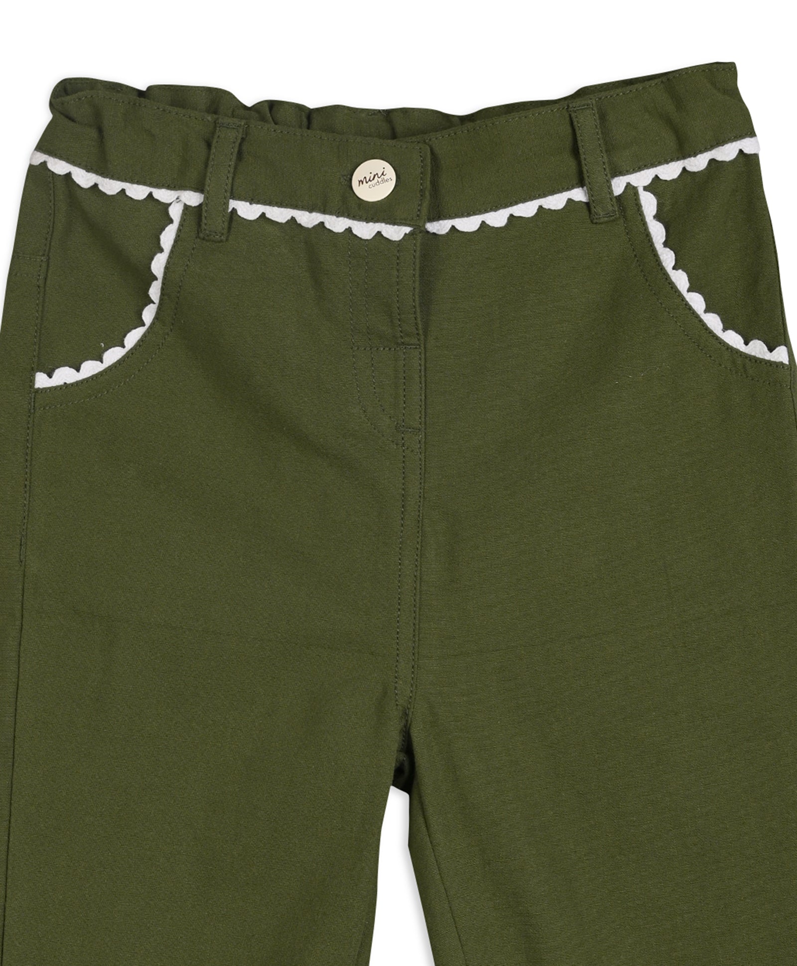 Baby Girls Woven Pants, Olive Green