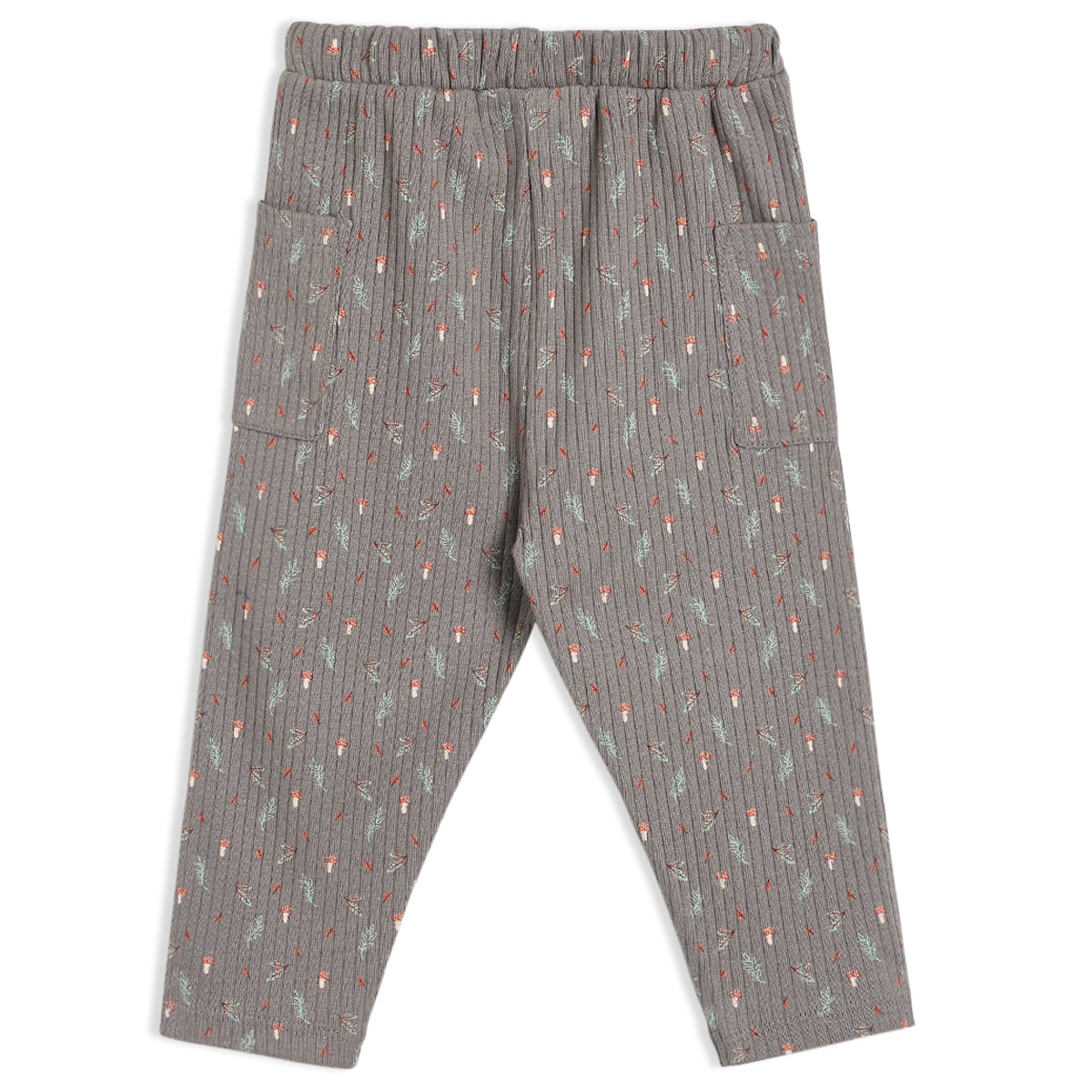 Baby Unisex Mushroom Printed Knitted Bottom, Grey