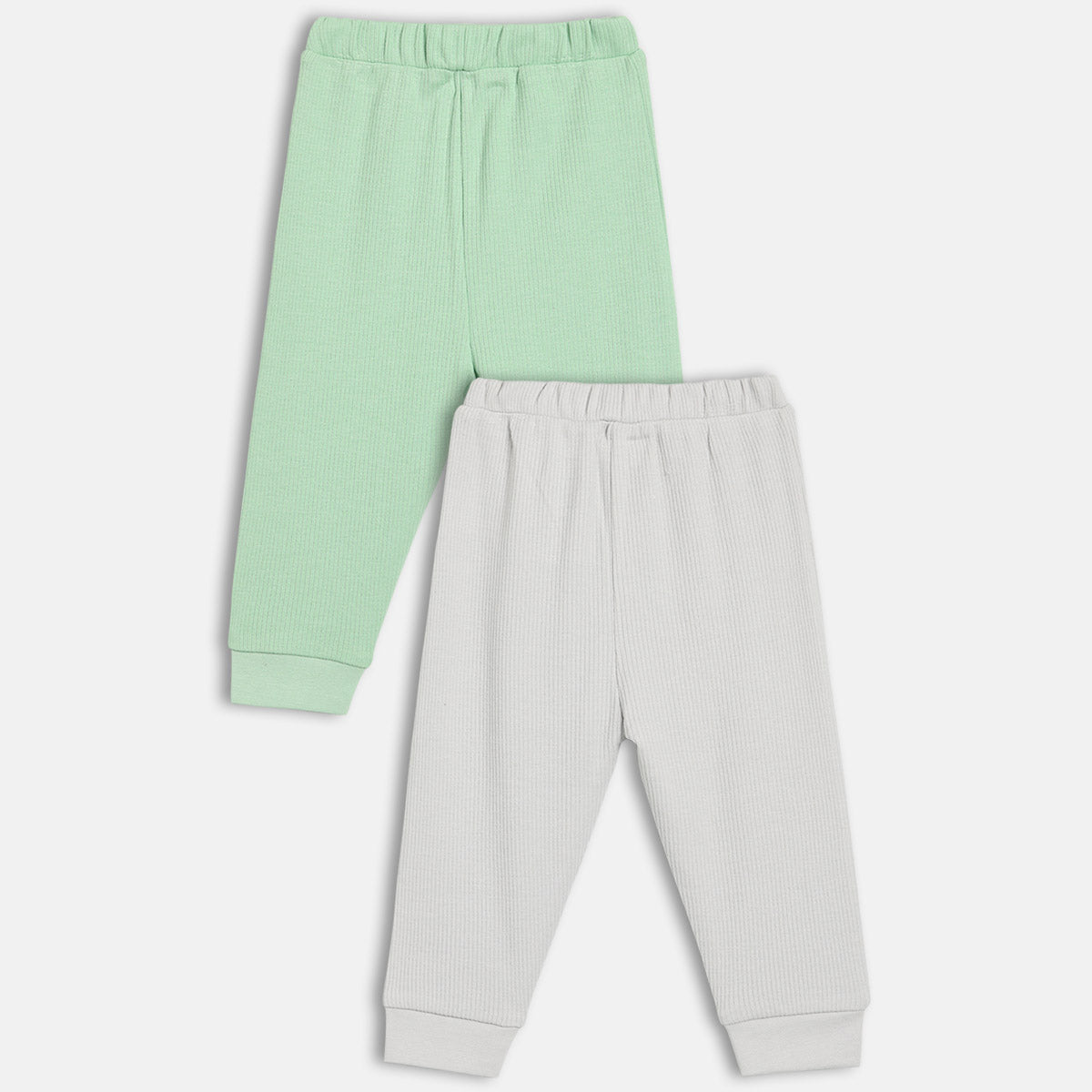 Unisex Cotton Pack Of 2 Solid Knit Bottoms - Mint Green & Grey