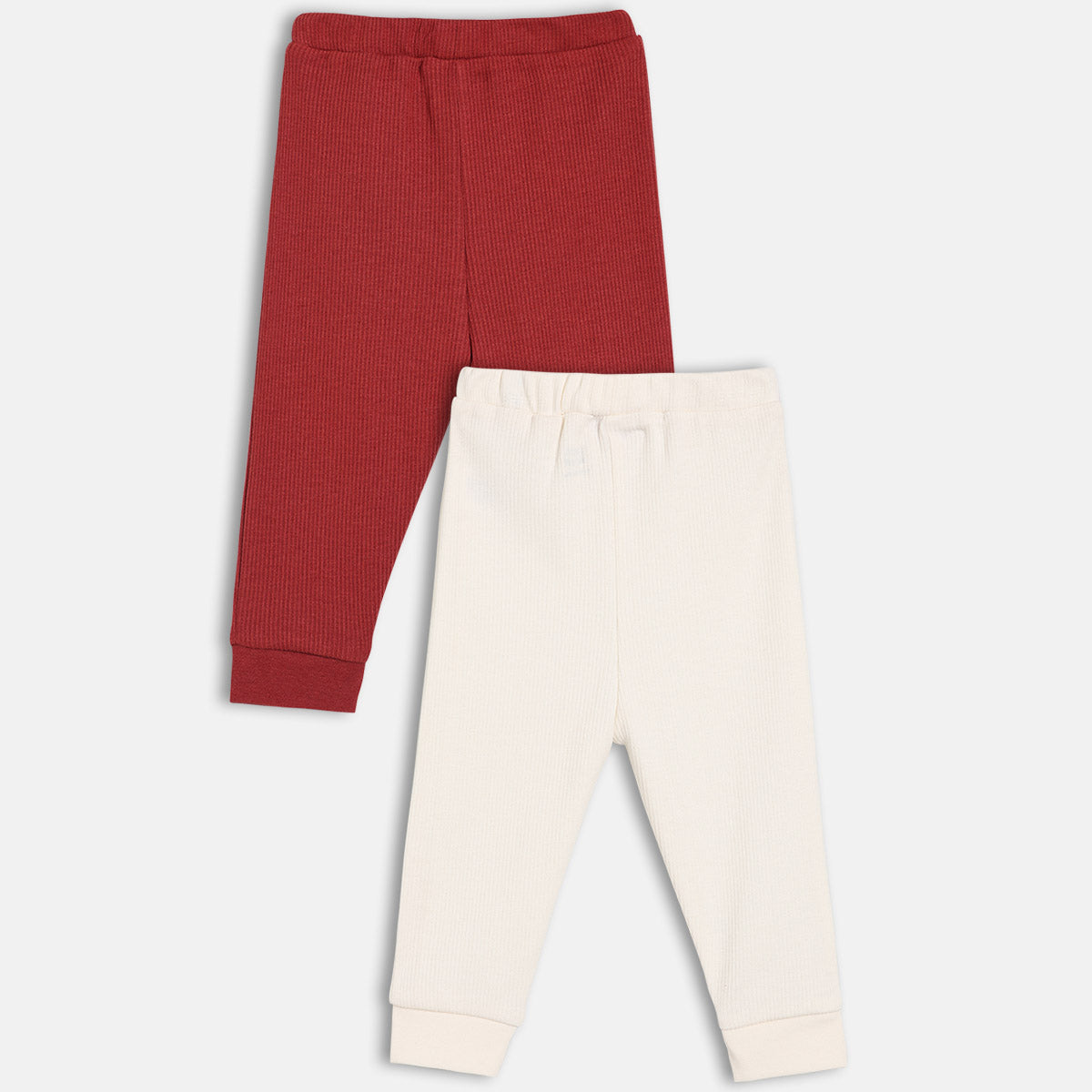 Unisex Cotton Pack Of 2 Solid Knit Bottoms -Off- White & Maroon
