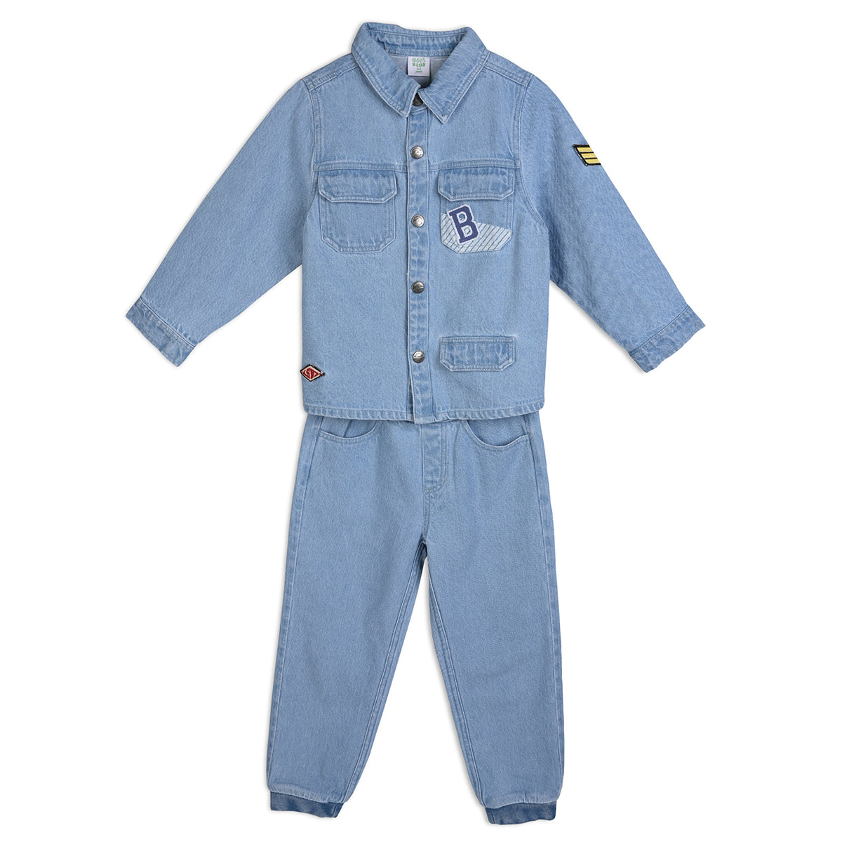 Boys Cotton Full Sleeve Solid Clothing Set - Blue