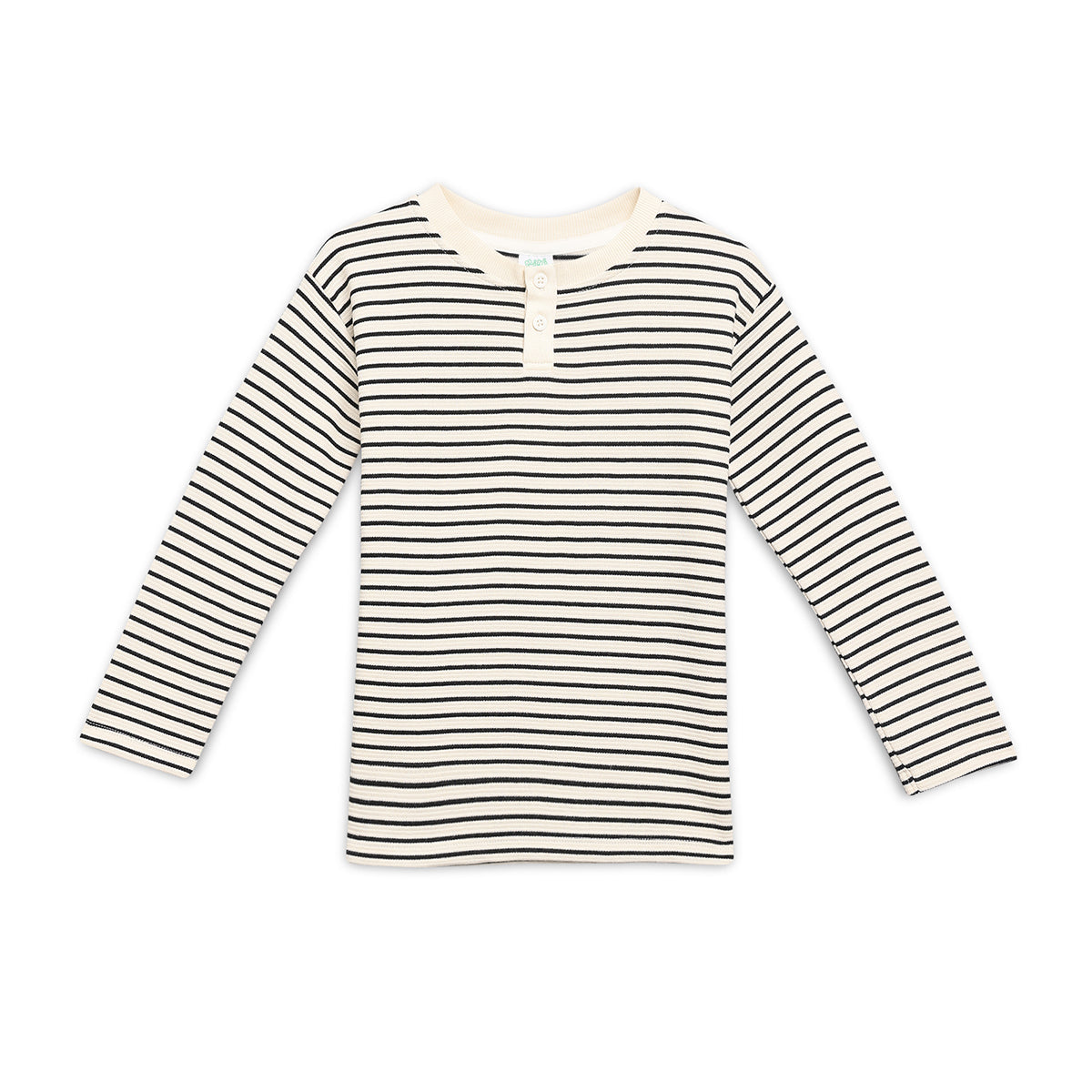 Boys Cotton Full Sleeves Striped Tee - Beige