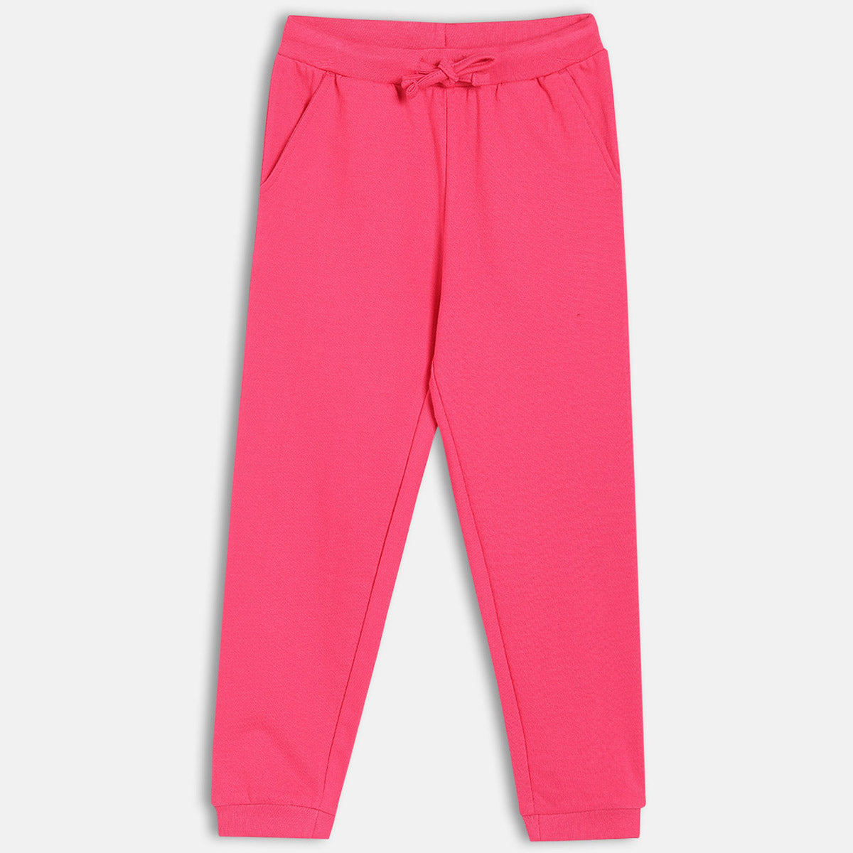 Girls Cotton Solid Joggers - Pink
