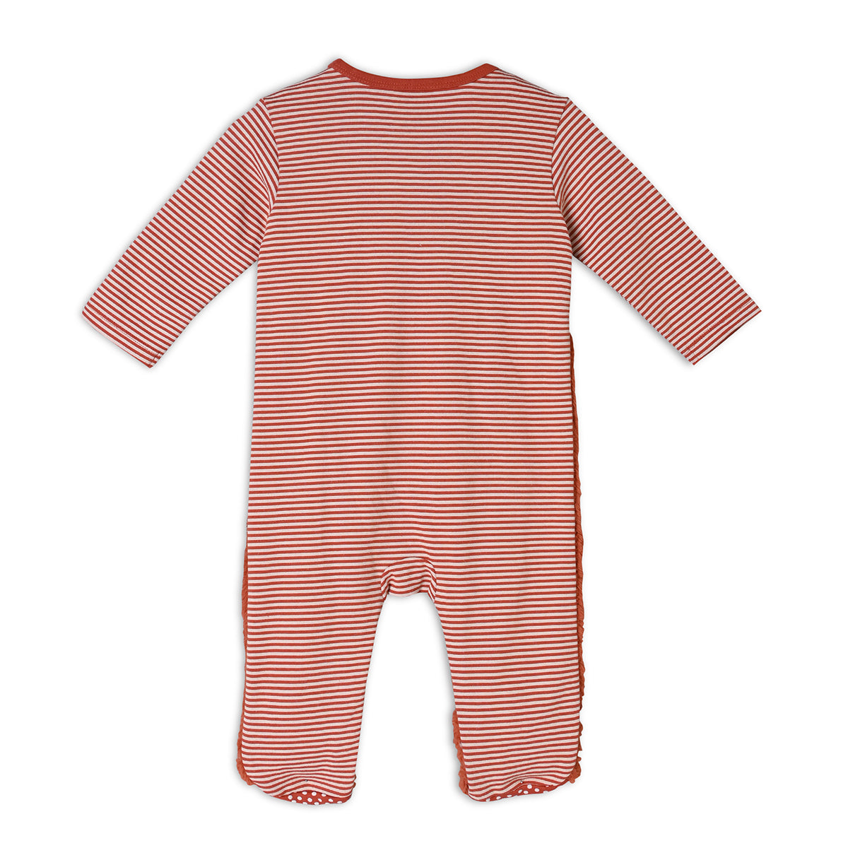 Boys Cotton Full Sleeves Teddy Embroidered Sleepsuit - Brown