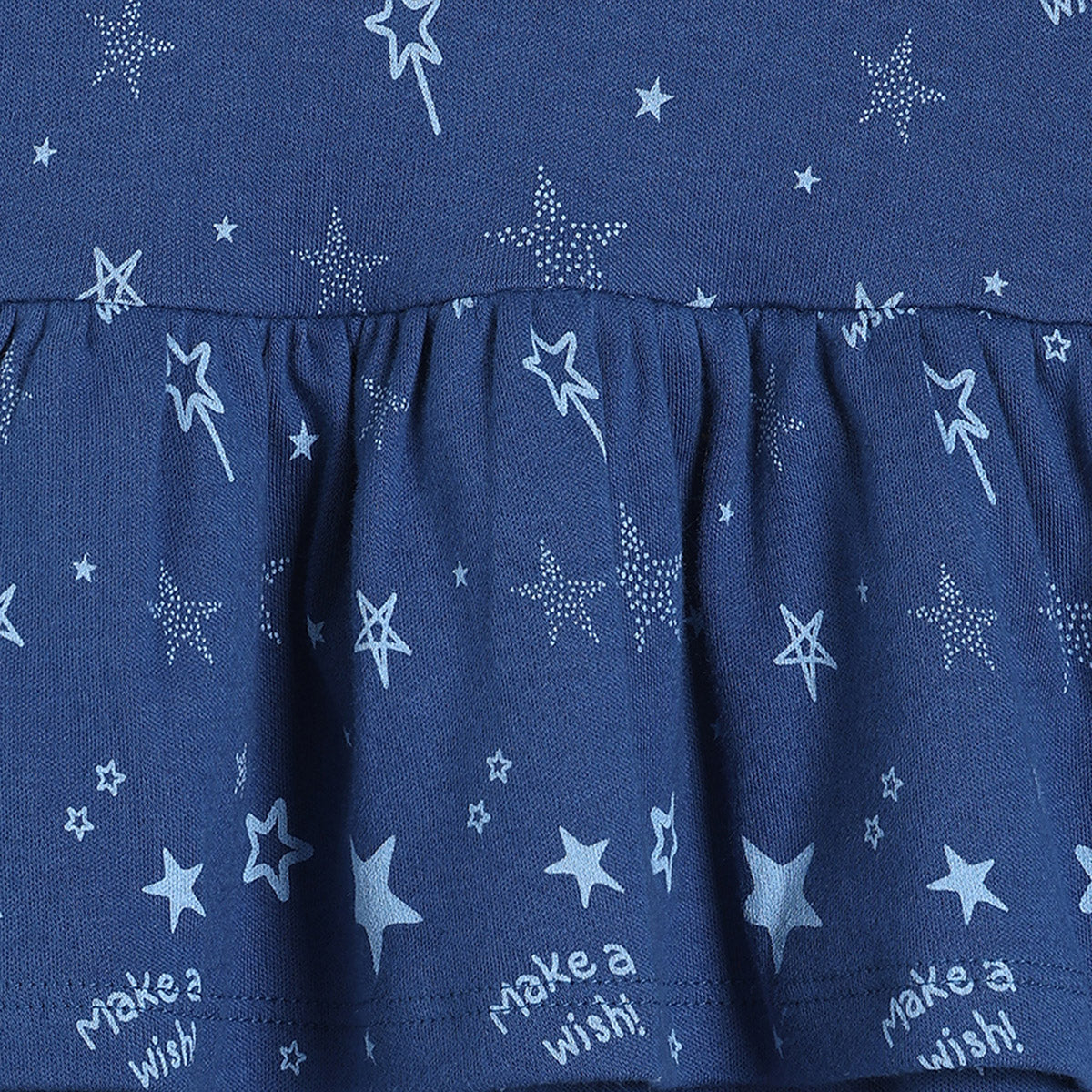 Girls Cotton Pack Of 2 Full Sleeves Star & Planets Printed Dress - Blue & Pink