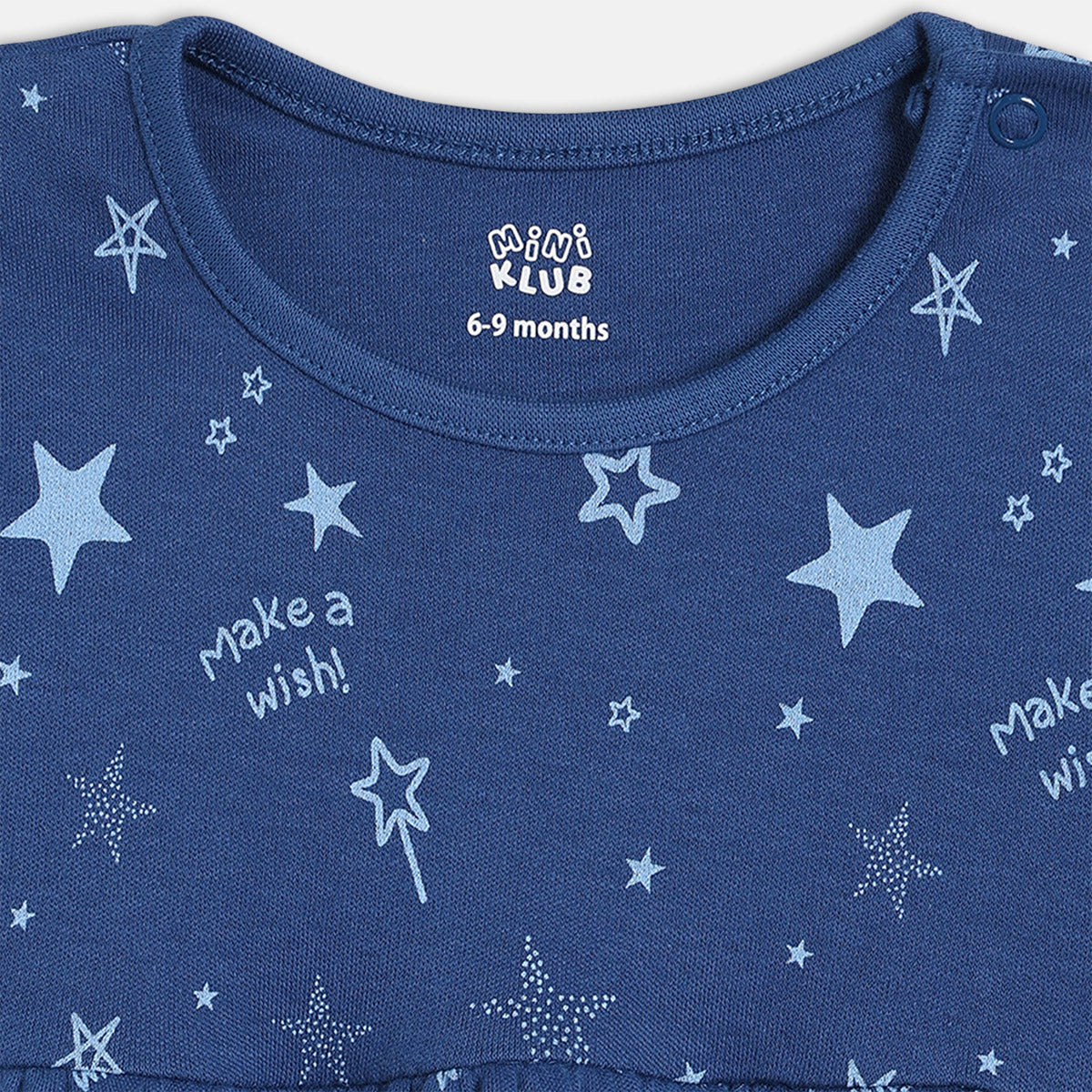 Girls Cotton Pack Of 2 Full Sleeves Star & Planets Printed Dress - Blue & Pink