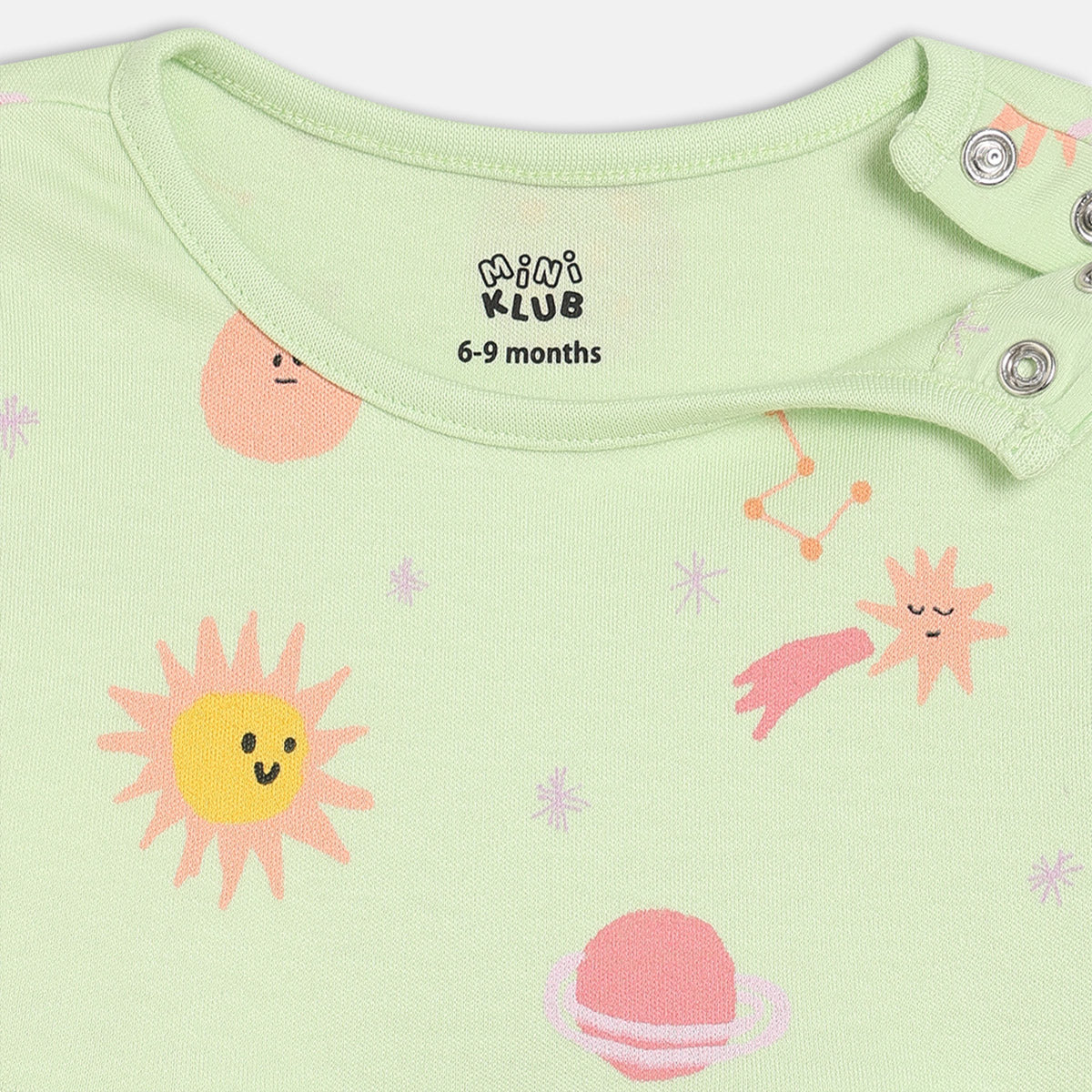 Girls Cotton Pack Of 2 Full Sleeves Sun Printed Dress - Green & Peach